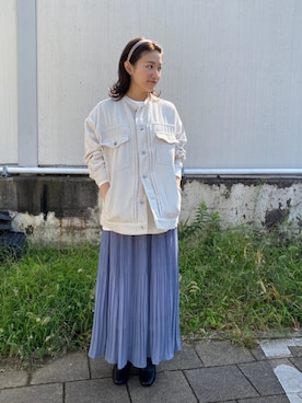 「LOWRYS FARM（ローリーズファーム）のアイテム（ノーカラージャケット）」を使った、こんさんさん（レディース・155cm）の秋コーディネート