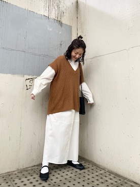 「ローリーズファーム(LOWRYS FARM)」｜「アイテム（シャツワンピース）」を使った、こんさんさん（レディース・155cm）の春コーディネート