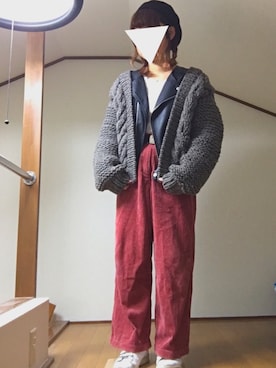 「RAY CASSIN（レイカズン）のアイテム（ライダースジャケット）」を使った、saeさん（レディース・152cm）の秋コーディネート