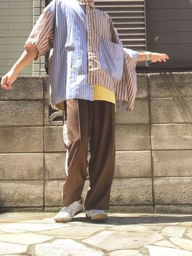 「GERMAN TRAINER（ジャーマントレーナー）の［ジャーマントレーナー］SC GERMAN TRAINER スニーカー（スニーカー）」を使った、りーたさん（メンズ・169cm）の春コーディネート