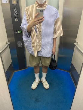 「MR.GENTLEMAN（ミスタージェントルマン）のアイテム（バッグ）」を使った、りーたさん（メンズ・169cm）の夏コーディネート