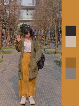 「BEAMS（ビームス）のアイテム（その他アウター）」を使った、楊さん（レディース・157cm）の春コーディネート