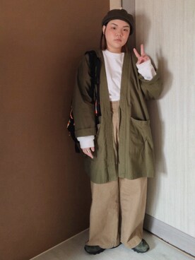 「BEAMS（ビームス）のアイテム（その他アウター）」を使った、楊さん（レディース・157cm）の春コーディネート