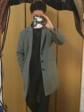「アイテム（チェスターコート）」を使った、_ y _さん（メンズ・175cm・10代）の冬コーディネート
