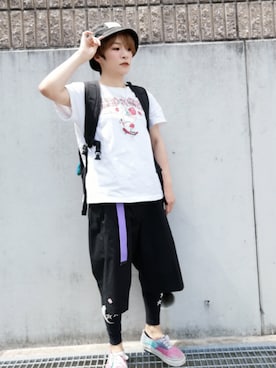「ROLLING CRADLE（ローリングクレイドル）のアイテム（Tシャツ/カットソー）」を使った、すいさん（レディース・154cm）の春コーディネート