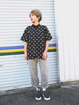 「FRAPBOIS」｜「アイテム（スリッポン）」を使った、すいさん（レディース・154cm）の夏コーディネート