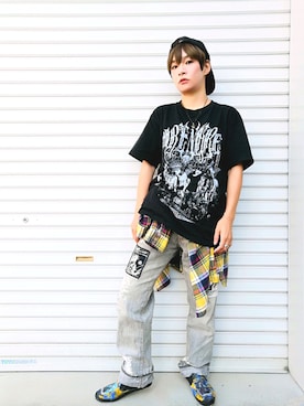 「RIPNDIP（リップンディップ）のアイテム（帽子）」を使った、すいさん（レディース・154cm）の秋コーディネート
