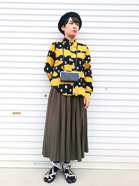 「マスタード」｜「アイテム（財布/小物）」を使った、すいさん（レディース・154cm）の秋コーディネート