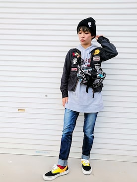 「SANTA CRUZ（サンタクルーズ）のアイテム（ニットキャップ/ビーニー）」を使った、すいさん（レディース・154cm）の秋コーディネート
