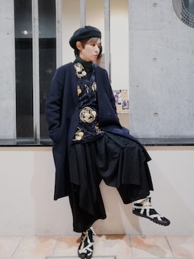 「アシンメトリー」｜「アイテム（ハンチング/ベレー帽）」を使った、すいさん（レディース・154cm）の冬コーディネート