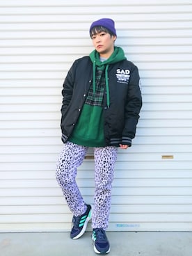 「THRASHER（スラッシャー）のアイテム（ジャケット/アウター）」を使った、すいさん（レディース・154cm）の冬コーディネート