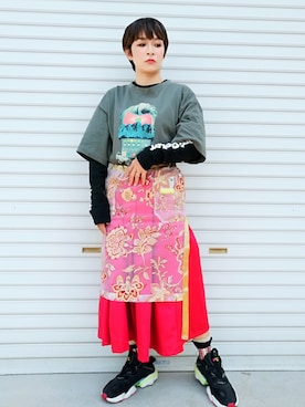 「KILL STAR（キルスター）のアイテム（トップス）」を使った、すいさん（レディース・154cm）の春コーディネート