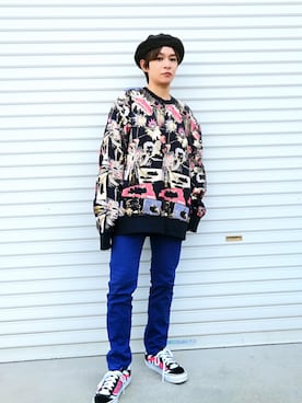 「NOISE MAKER（ノイズメーカー）のアイテム（スウェット）」を使った、すいさん（レディース・154cm）の春コーディネート