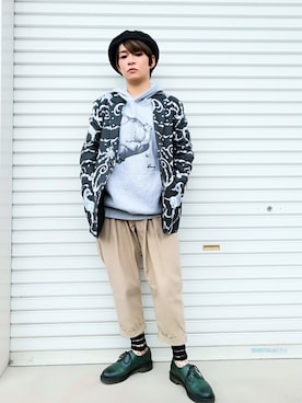 「柄物」｜「アイテム（ジャケット/アウター）」を使った、すいさん（レディース・154cm）の春コーディネート