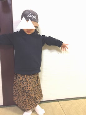 「アイテム（スカート、ブラウン系）」を使った、cieeeoriさん（キッズ・100cm）の冬コーディネート