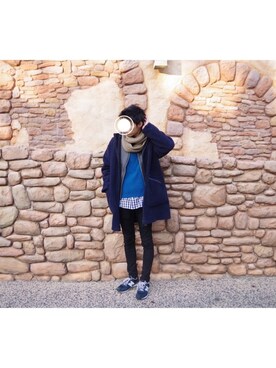 「STUDIOUS BLUE（ストゥディオスブルー）のアイテム」を使った、RYONさん（メンズ・178cm）の冬コーディネート