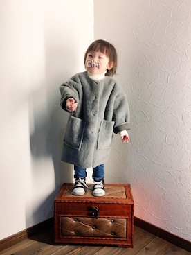 「kids」｜「アイテム（ムートンコート）」を使った、coha-chan2さん（キッズ・80cm）の冬コーディネート