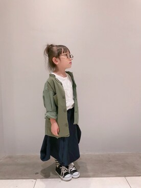 「アイテム（ミリタリージャケット）」を使った、coha-chan2さん（キッズ・100cm）の秋コーディネート