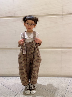 「秋のカフェオレコーデ」｜「アイテム（サロペット/オーバーオール）」を使った、coha-chan2さん（キッズ・110cm）の秋コーディネート