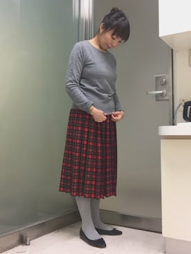 「タータンチェック」｜YUKOさん（レディース・157cm）の冬コーディネート