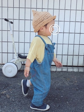 「Wrangler（ラングラー）のアイテム（オールインワン・サロペット）」を使った、_____itsu◡̈さん（キッズ・80cm）の春コーディネート