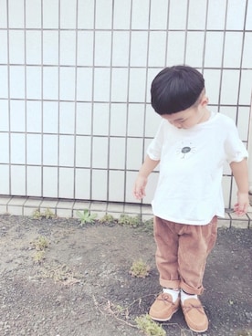 「アイテム（モカシン/デッキシューズ）」を使った、_____itsu◡̈さん（キッズ・90cm）の秋コーディネート