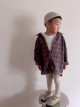 「チェッカーずまつり2020秋」｜「アイテム（帽子）」を使った、_____itsu◡̈さん（キッズ・100cm）の秋コーディネート