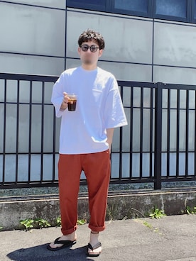 「Goodwear（グッドウェア）のGood wear グッドウェア SUPER BIGシルエット　ポケットTシャツ 2W7-2501（Tシャツ/カットソー）」を使った、ねつなおやさん（メンズ・172cm）の夏コーディネート