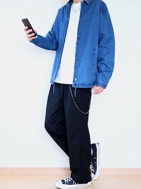 「アイテム（財布/小物、ホワイト系）」を使った、YUさん（メンズ・176cm）の秋コーディネート