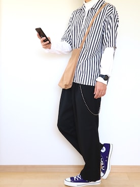 「アイテム（財布/小物、ホワイト系）」を使った、YUさん（メンズ・176cm）の秋コーディネート