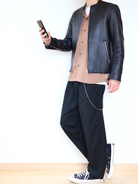「アイテム（財布/小物、ホワイト系）」を使った、YUさん（メンズ・176cm）の秋コーディネート