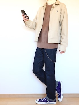 「アイテム（財布/小物、ホワイト系）」を使った、YUさん（メンズ・176cm）の秋コーディネート