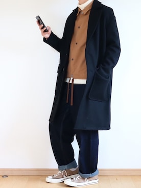 「オーバーコート」｜「アイテム（ブルゾン）」を使った、YUさん（メンズ・176cm）の冬コーディネート