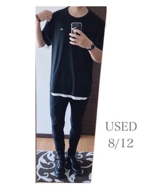 「WEGO（ウィゴー）のWEGO/スラブワッフルラウンドロングタンクトップ（タンクトップ）」を使った、ゆーらるさん（メンズ・179cm）の夏コーディネート