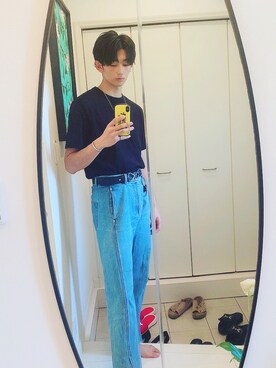 「KAIKO（カイコー）のアイテム（デニムパンツ）」を使った、rsy_0529  (相互フォロー)さん（メンズ・184cm）の秋コーディネート