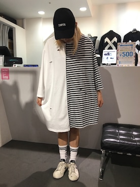 「CHMPGN（シャンパンシャンペン）のアイテム」を使った、マツモトさん（レディース・161cm）の春コーディネート