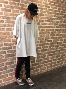 「CHMPGN（シャンパンシャンペン）のアイテム」を使った、マツモトさん（レディース・161cm）の夏コーディネート