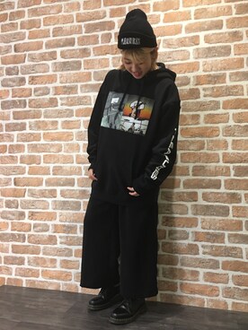 「PLEASURES（プレジャー）のアイテム（帽子）」を使った、マツモトさん（レディース・161cm）の秋コーディネート