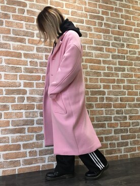 「WHITELAND BLACKBURN」｜「アイテム（チェスターコート）」を使った、マツモトさん（レディース・161cm）の冬コーディネート