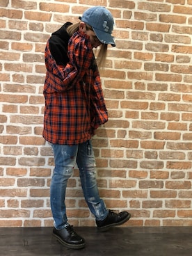 「DANKE SCHON（ダンケシェーン）のアイテム（キャップ）」を使った、マツモトさん（レディース・161cm）の冬コーディネート