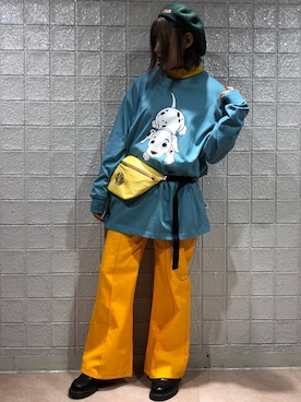 「101匹わんちゃん」｜「アイテム（帽子）」を使った、マツモトさん（レディース・161cm）の秋コーディネート