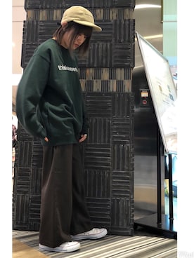 「thisisneverthat（ディスイズネバーザット）のアイテム（キャップ）」を使った、マツモトさん（レディース・161cm）の秋コーディネート