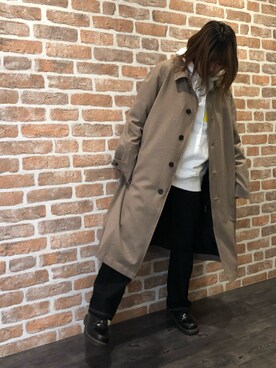 「WHITELAND BLACKBURN」｜「アイテム（トレンチコート）」を使った、マツモトさん（レディース・161cm）の秋コーディネート