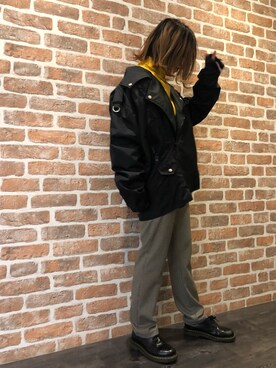 「DANKE SCHON（ダンケシェーン）のアイテム（ライダースジャケット）」を使った、マツモトさん（レディース・161cm）の冬コーディネート