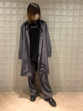 「WHITELAND BLACKBURN」｜「アイテム（ステンカラーコート）」を使った、マツモトさん（レディース・161cm）の冬コーディネート
