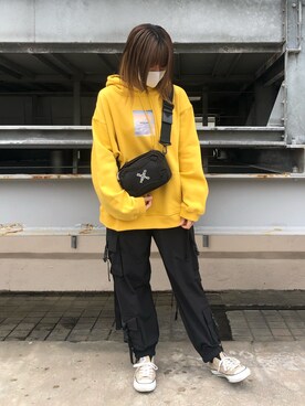 「KENZO」｜「アイテム（パーカー）」を使った、マツモトさん（レディース・161cm）の秋コーディネート