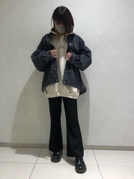 「Danke schon」｜「アイテム（デニムジャケット）」を使った、マツモトさん（レディース・161cm）の冬コーディネート