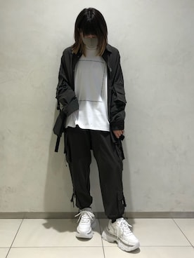 「DANKE SCHON（ダンケシェーン）のDankeSchon/ダンケシェーン/撥水ストレッチナイロンカーゴシャツ（シャツ/ブラウス）」を使った、マツモトさん（レディース・161cm）の春コーディネート