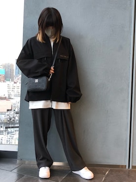 「WHITELAND BLACKBURN」｜「アイテム（ブルゾン）」を使った、マツモトさん（レディース・161cm）の春コーディネート