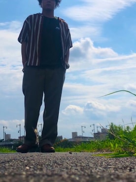 「CHAPS（チャップス）のアイテム（スラックス）」を使った、YsKさん（メンズ・165cm）の夏コーディネート
